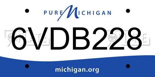 6VDB228 Michigan License Plate