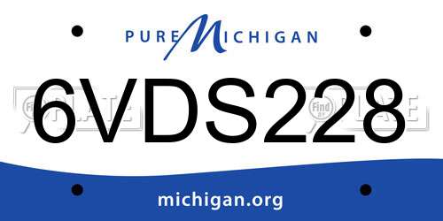 6VDS228 Michigan License Plate