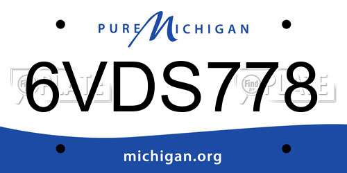 6VDS778 Michigan License Plate