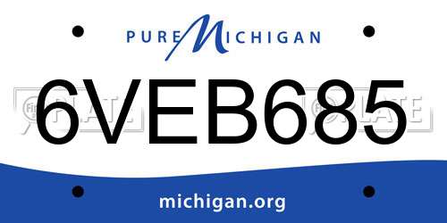 6VEB685 Michigan License Plate