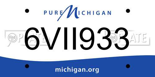 6VII933 Michigan License Plate