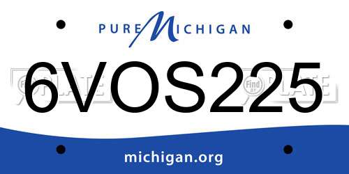 6VOS225 Michigan License Plate