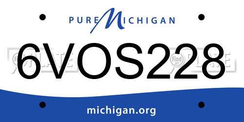 6VOS228 Michigan License Plate