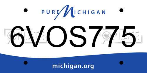 6VOS775 Michigan License Plate