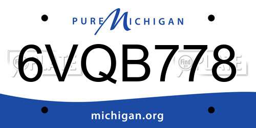 6VQB778 Michigan License Plate