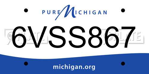 6VSS867 Michigan License Plate