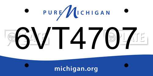 6VT4707 Michigan License Plate