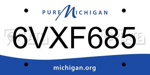 6VXF685 Michigan License Plate