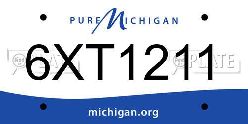6XT1211 Michigan License Plate