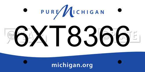 6XT8366 Michigan License Plate