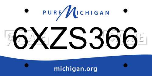 6XZS366 Michigan License Plate