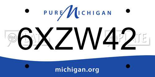 6XZW42 Michigan License Plate