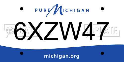 6XZW47 Michigan License Plate