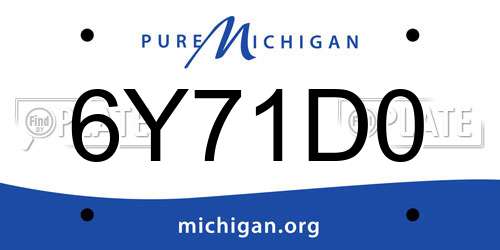 6Y71D0 Michigan License Plate