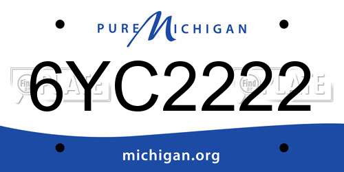6YC2222 Michigan License Plate