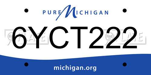 6YCT222 Michigan License Plate
