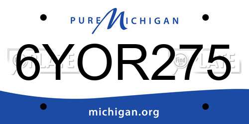 6YOR275 Michigan License Plate