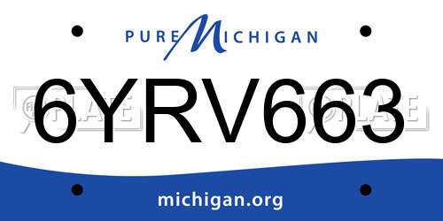6YRV663 Michigan License Plate
