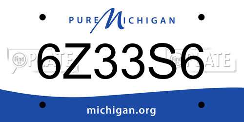 6Z33S6 Michigan License Plate