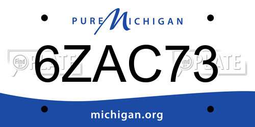6ZAC73 Michigan License Plate