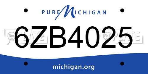 6ZB4025 Michigan License Plate
