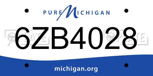 6ZB4028 Michigan License Plate