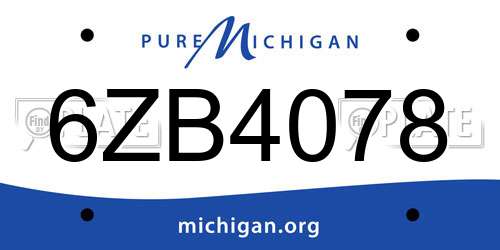 6ZB4078 Michigan License Plate