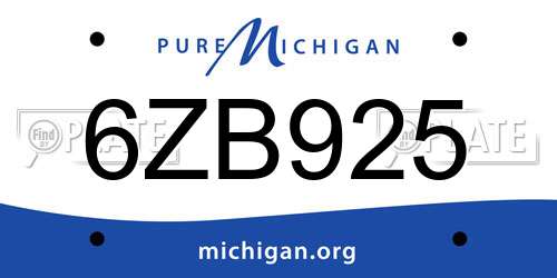 6ZB925 Michigan License Plate