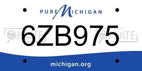 6ZB975 Michigan License Plate