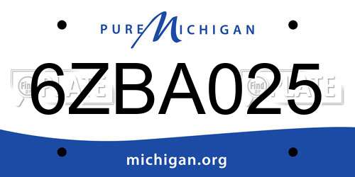 6ZBA025 Michigan License Plate