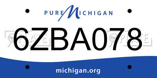 6ZBA078 Michigan License Plate