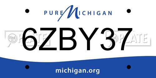 6ZBY37 Michigan License Plate
