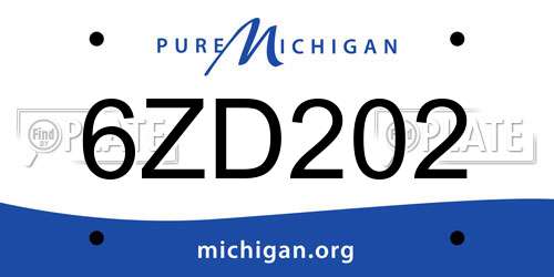 6ZD202 Michigan License Plate