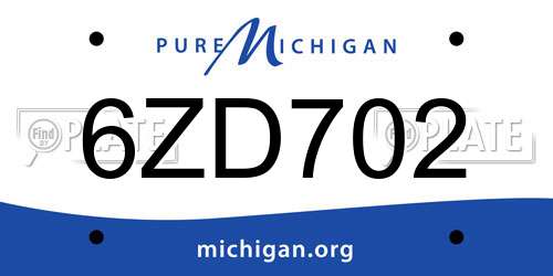 6ZD702 Michigan License Plate