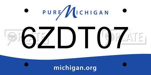6ZDT07 Michigan License Plate