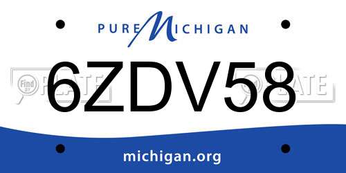 6ZDV58 Michigan License Plate