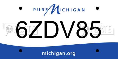 6ZDV85 Michigan License Plate