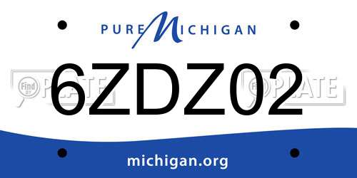 6ZDZ02 Michigan License Plate