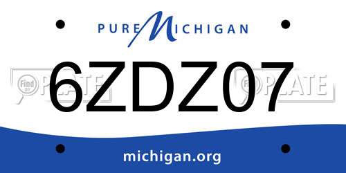 6ZDZ07 Michigan License Plate