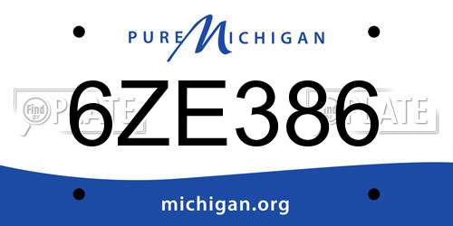 6ZE386 Michigan License Plate