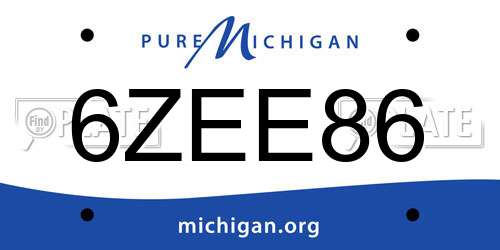 6ZEE86 Michigan License Plate