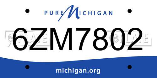 6ZM7802 Michigan License Plate