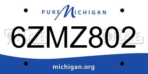 6ZMZ802 Michigan License Plate