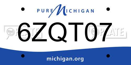6ZQT07 Michigan License Plate