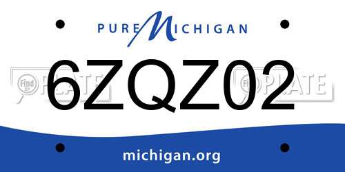 6ZQZ02 Michigan License Plate
