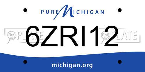 6ZRI12 Michigan License Plate
