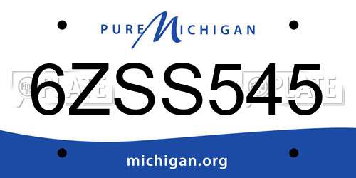 6ZSS545 Michigan License Plate