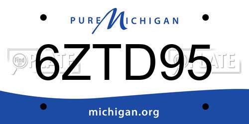 6ZTD95 Michigan License Plate