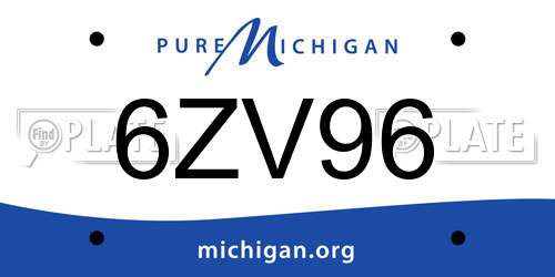 6ZV96 Michigan License Plate