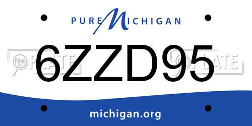 6ZZD95 Michigan License Plate